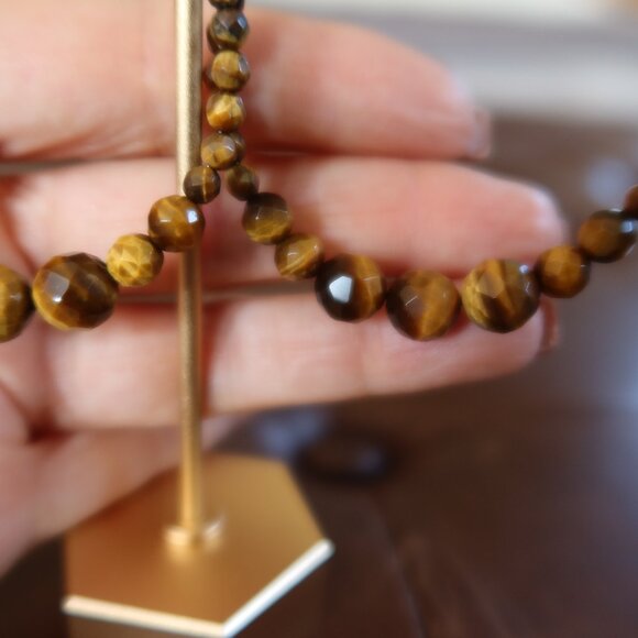 Chan Luu Tiger's Eye (70+) front facing hoops earrings 2" wide and long drops - Picture 6 of 13